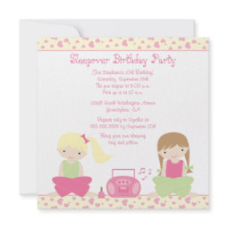 Cute girl's sleepover birthday party invitation invitation