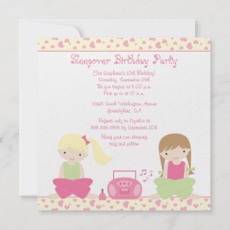 Girl Birthday Party Invitations on Cute Girl S Sleepover Birthday Party Invitation Invitation