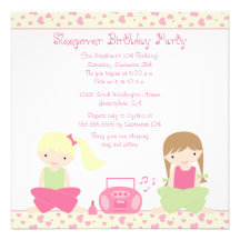 Cute girl's sleepover birthday party invitation