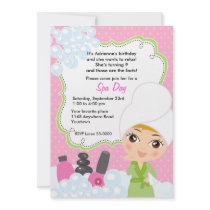 Cute Girls Spa Day Birthday Invitation invitations