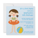 Cute girl's summer pool party birthday invitation invitation
