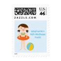 Cute girl's summer pool party birthday stamps stamp