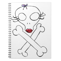 Cute Girly Alien Skull Crossbones Note Books