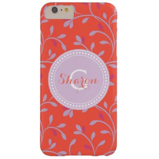 Cute girly colorful red floral pattern monogram iPhone 6 plus case
