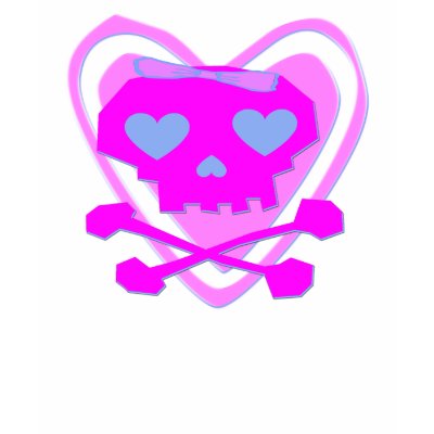 CUTE & GIRLY EMO SKULL & CROSSBONES T-SHIRT by psychokiller138