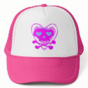 CUTE & GIRLY EMO SKULL & CROSSBONES WITH A HEART hats