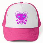 CUTE & GIRLY EMO SKULL & CROSSBONES WITH A HEART hats
