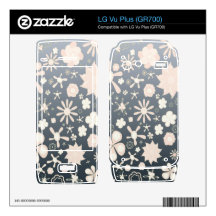 Cute Girly Flowery Pattern on Gray Background LG Vu Plus Decal