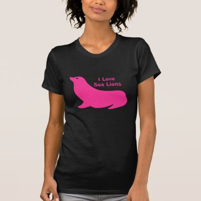 Cute girly hot pink Sea Lion love T-shirts