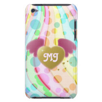 Cute Girly Pastel Circles Waves Winged Heart Angel Barely There iPod Cover