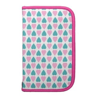 Cute Girly Pink And Blue Hearts Pattern Planner