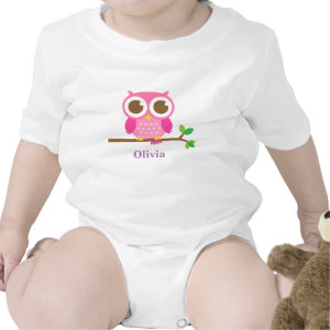 Cute Girly Pink Owl For Baby Girls Creeper