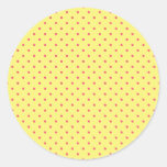 Cute Girly Pink Polka Dots on Yellow Sticker stickers