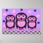 cute girly poster "The Owl Family" posters