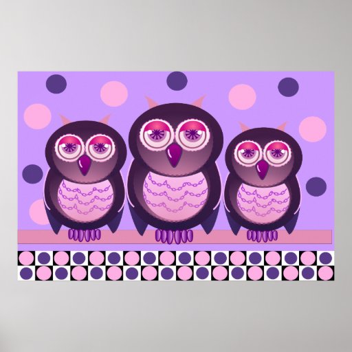 cute girly poster "The Owl Family"