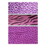 Cute Girly Purple Animal Print Diamond Invitations