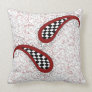 cute girly red checkered paisley throw pillow
