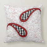 cute girly red checkered paisley pillows