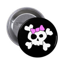 Cute Girly Skull Button