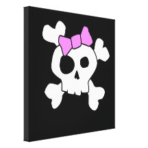 Cute Girly Skull Stretched Canvas Print