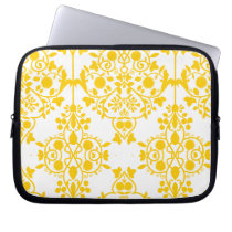 Cute Girly Yellow Damask Pattern laptop sleeves