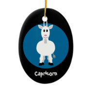 Cute Goat Capricorn Zodiac Sign Custom Blue ornament