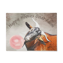 Cute Goat with Bubblegum Welcome Mat YOUR TEXT Doormat