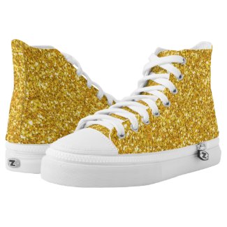 Cute Gold Glitter Pattern Printed Shoes