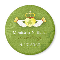 Cute Gold + Green Irish Wedding Invitation Magnets