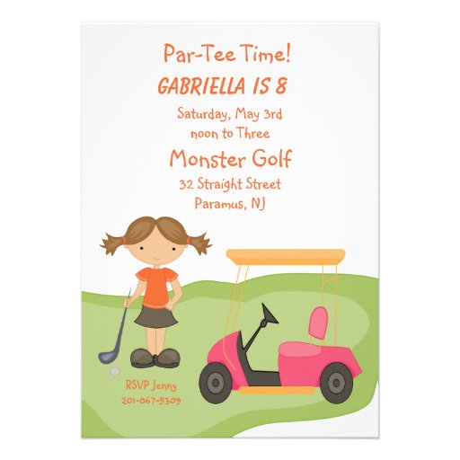 Cute Golf Girls Party Invitation (front side)