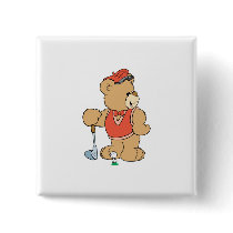 Cute Golfing Golfer Bear Buttons