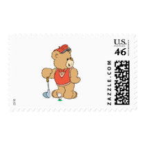 Cute Golfing Golfer Bear Postage