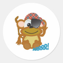 Cute Goofkins monkey pirate Round Sticker