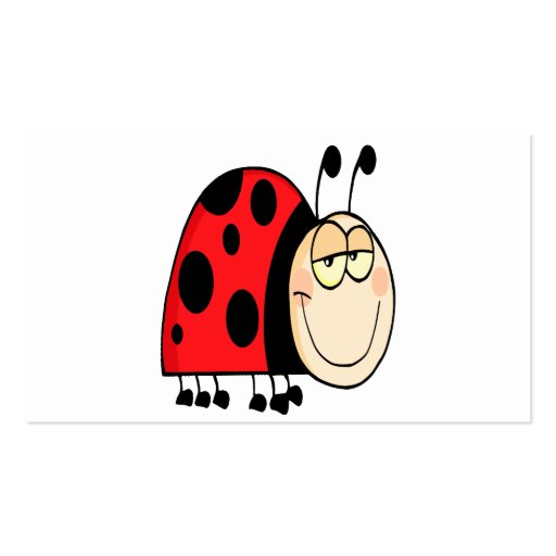 cute goofy cartoon grinning little ladybug business card (back side)