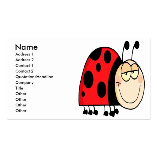 cute goofy cartoon grinning little ladybug business card (front side)