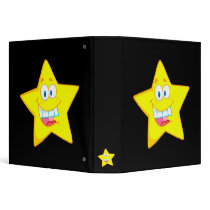 cute goofy star cartoon smiley 3 ring binders