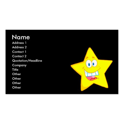 cute goofy star cartoon smiley business card templates (front side)