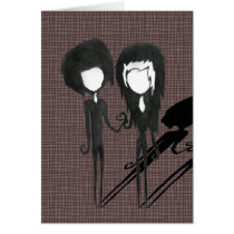 Cute Goth Girl and Boy Alternative Art Drawing cards