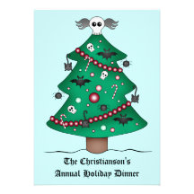 Cute gothic Christmas tree dinner party Personalized Invite