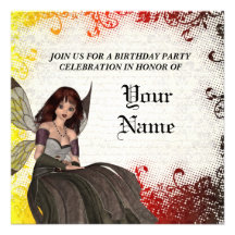 Cute Gothic fairy birthday Personalized Announcement