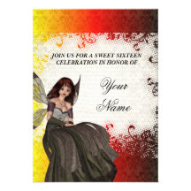 Cute Gothic fairy sweet sixteen Personalized Invite