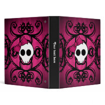 Cute gothic skull on fuschia and black vinyl binders