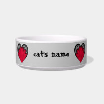 Cute gothic Valentine's day with red hearts Cat Water Bowl