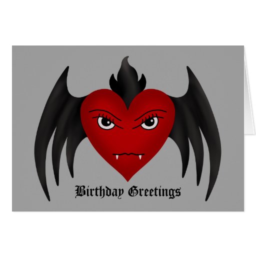 cute gothic winged heart greeting card