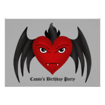 Cute gothic winged vampire heart all occasion custom announcements