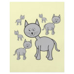 Cute Gray Cats. Cartoon on Cream. Full Color Flyer