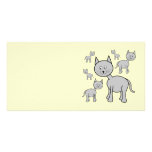 Cute Gray Cats. Cartoon on Cream. Photo Card Template