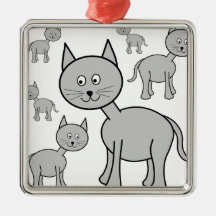 Cute Gray Cats. Cat Cartoon. Christmas Tree Ornament