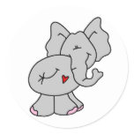 Cute Gray Elephant Round Stickers