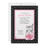 Cute Gray Kitten 5x7 Pink Birthday Invitation